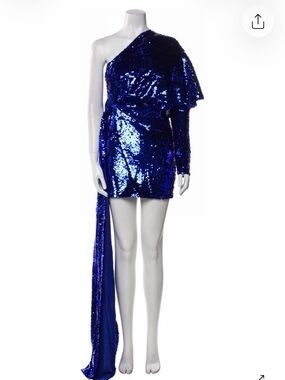 Portia and Scarlett Cobalt Blue One-Shoulder Sequin Mini Dress for evening party